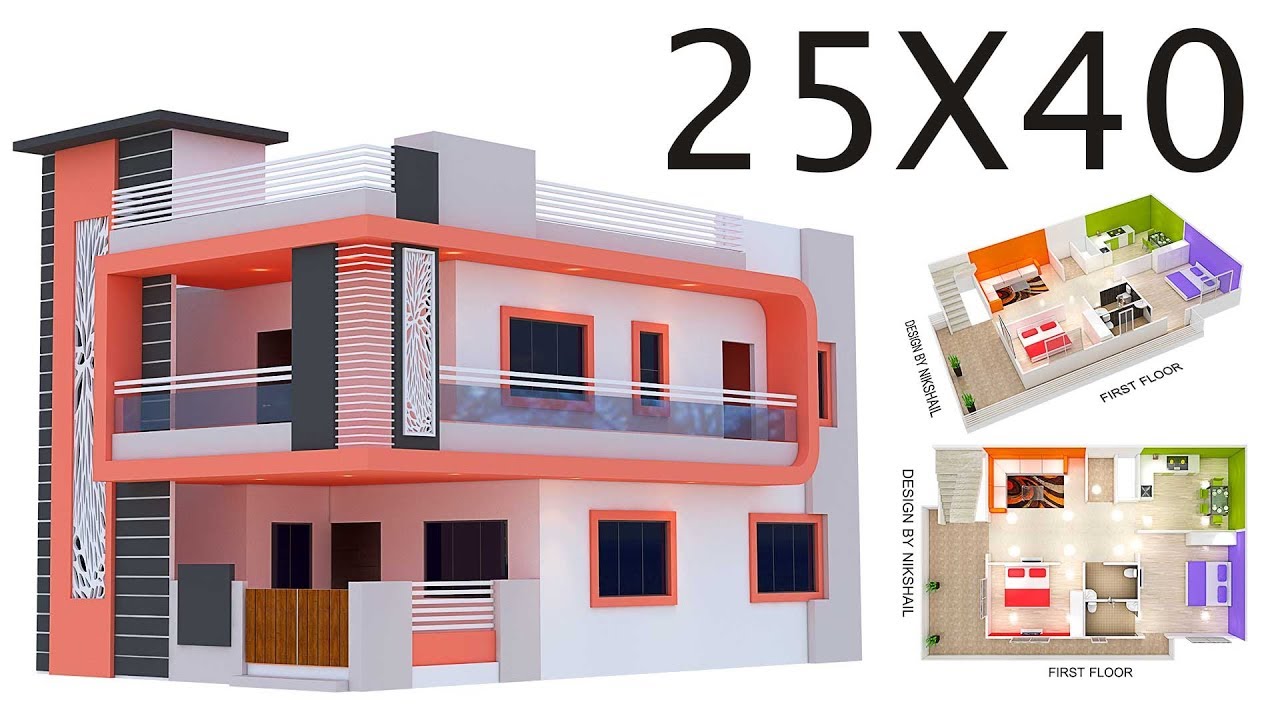 25X40 House  plan  with 3d  elevation by nikshail YouTube