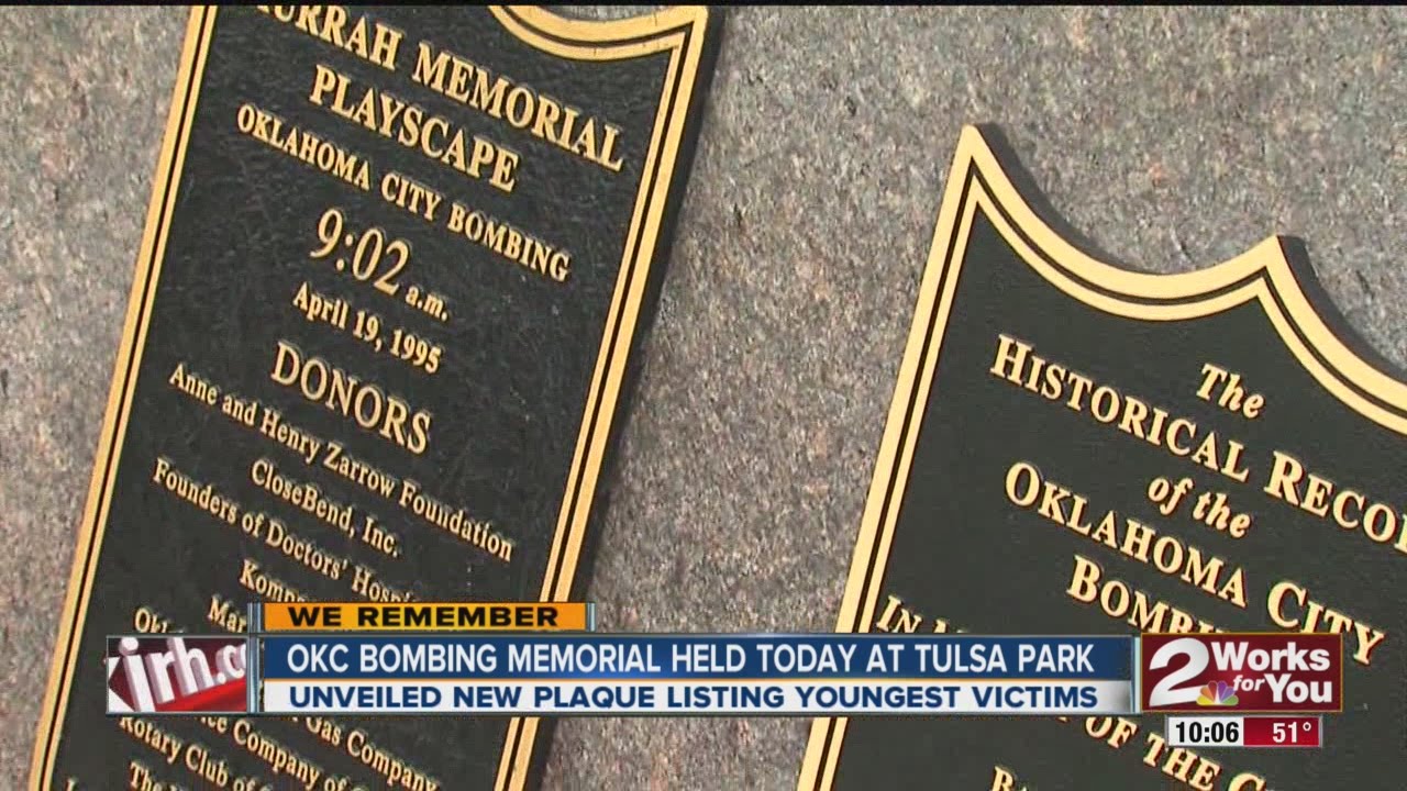 Tulsa park unveils new plaque listing youngest OKC bombing victims