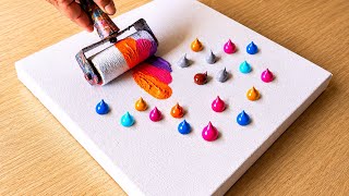 Easy Acrylic Painting For Beginners / Textured Abstract Painting / Roller Painting Technique 