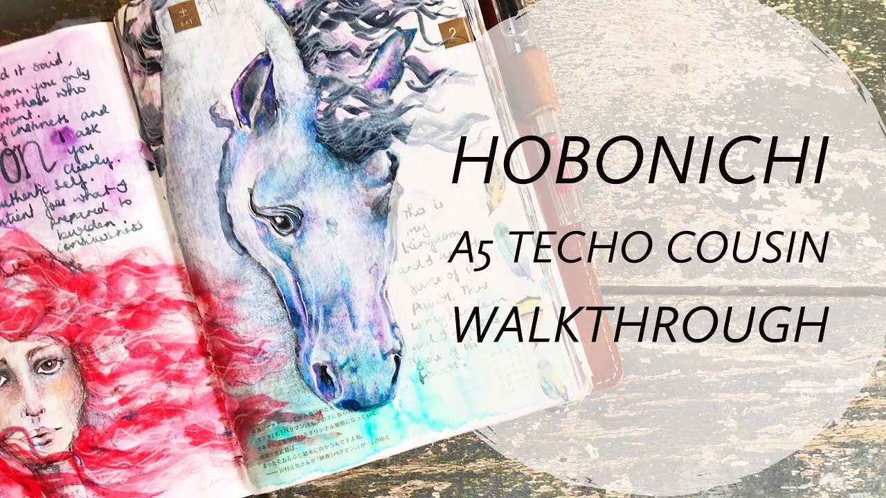 Hobonichi A5 Art Collage Journal Flip: Faces, Animals, Ink, Paint and more!!