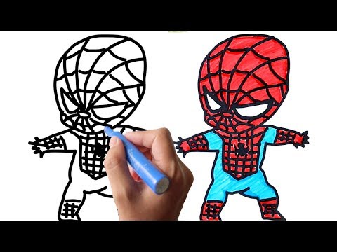 スパイダーマンのイラストを描いてみようhow To Draw Spiderman Art Colours With Colored Markers Youtube