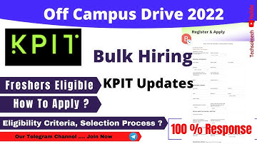 KPIT Job hiring | Off campus drive 2022 | KPIT Latest news | How Apply, Recruitment process 2021