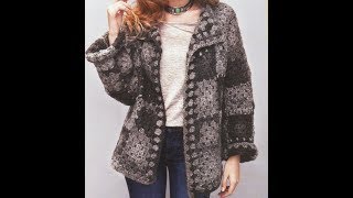 Tığ işi örgü motifli bayan kazak hırka modelleri & Crochet