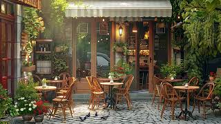 Springtime Street & Smooth Spring Jazz Music At Outdoor Coffee Shop Ambience For Relax & Good Mood