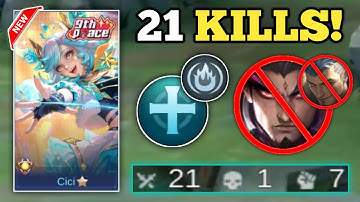 NERFED CICI WITH 21 KILLS VS. YU ZHONG & FREDRINN! (100% broken!💀) CICI P ACE SKIN BEST BUILD -MLBB