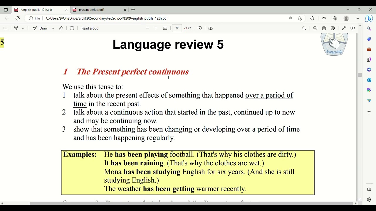 المراجعة اللغوية 5 ص20  صف ثالث ثانوي  الجزء 1