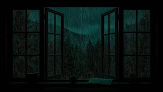 Smooth Rainy Midnight in Outside on the Window Bedroom | Calm Relax Atmosphere for Sleeping