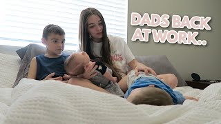 FIRST DAY ALONE WITH 3 KIDS || Newborn + 2 & 6 Year Old..This was Chaotic