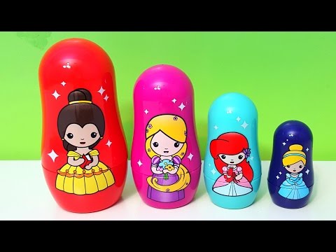 Disney Princess Surprise Toys Nesting Dolls Stacking Cups Kids Fun Beauty and the beast