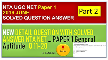 *NEW june 2019 PAPER 1 NTA UGC NET Questions with Answer Key PART 2