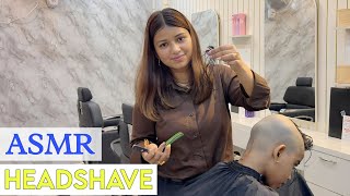 ASMR LADY BARBER FULL HEADSHAVE || GIRL HEADSHAVE || MISS BARBER 