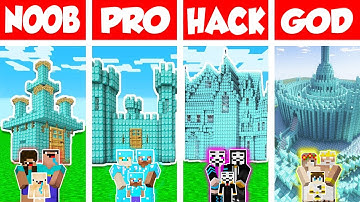 Minecraft: NOOB vs PRO vs GOD: CASTLE HOUSE BUILD CHALLENGE in Minecraft / Animation