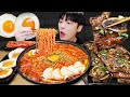 ASMR MUKBANG | 직접 만든 순두부 열라면 먹방 &amp; 레시피 계란, 스팸, 김치 | FIRE NOODLES EATING