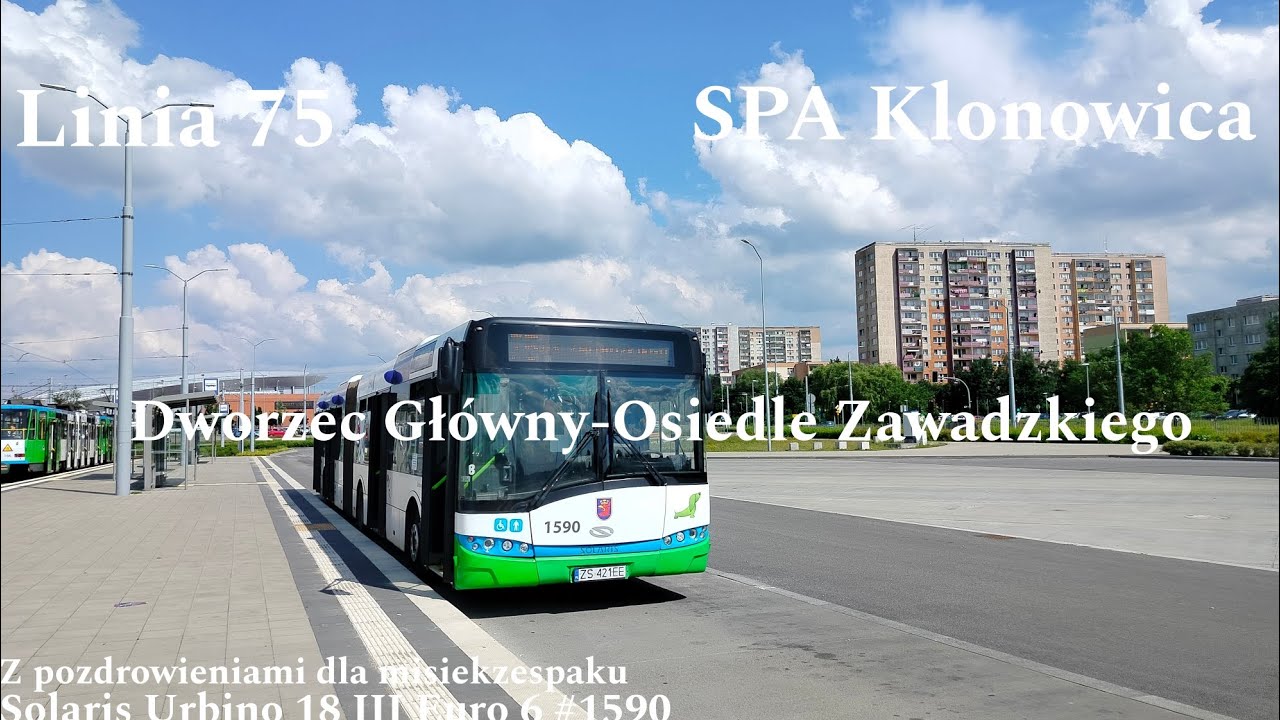 Szczecin Linia 75 Dworzec Główny-Osiedle Zawadzkiego Solaris Urbino 18 III Euro 6 #1590