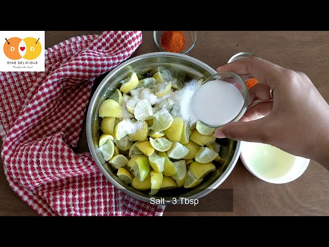 Lemon Pickle Recipe, How to make easy lime pickle at home, Nimbu ka achar class=