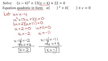 Solve an Equation That is Quadratic in Form Using u-Substitution