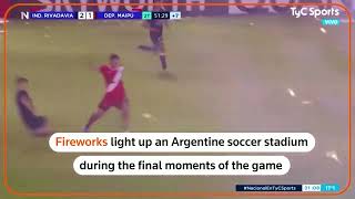 Fireworks light up Argentine soccer match