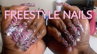 D.I.Y 90's TIPTOP Inspired Freestyle Nails | Acrylic Application & Designs for Beginners !!!
