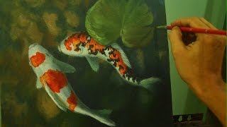 Acrylic Painting Tutorial | Koi Fishes in Shallow Water by JM Lisondra