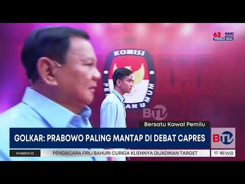 Airlangga Sebut Prabowo Tampil Paling Mantap di Debat Capres Perdana @BeritaSatuChannel