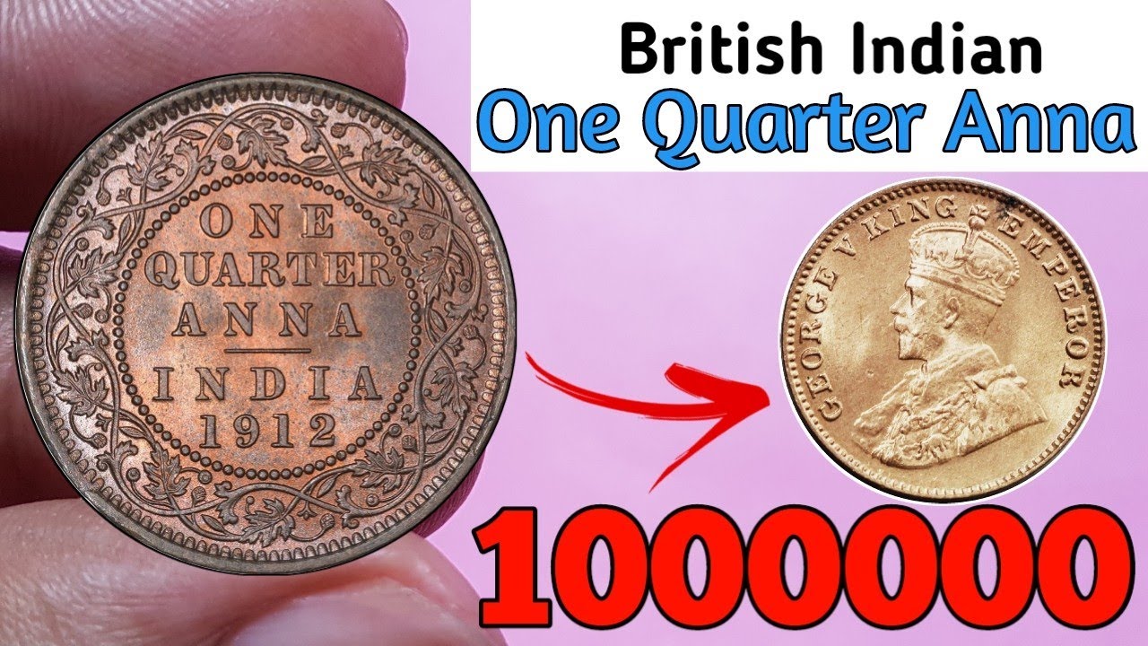 BRITISH INDIA KG V ONE QUARTER ANNA COPPER COIN,1920,UNC