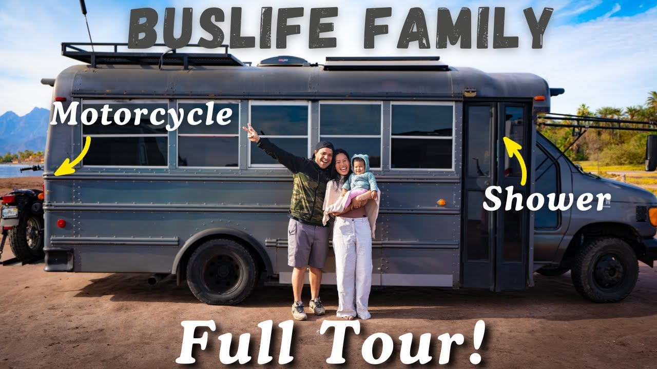 Full-Time Family DIY Bus TOUR! Baby-Friendly Skoolie Conversion Updates. 🚐👨🏻‍👩🏻‍👧🏻