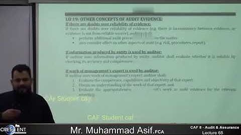 CAF 08 - AUDIT   LECTURE # 65  BY SIR ASIF   SEPTEMBER 2024 ATTEMPT