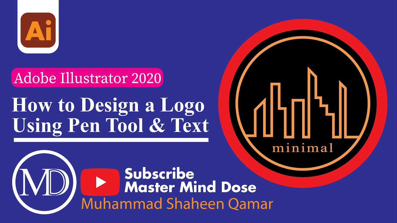 How to design a logo using Pen tool Adobe Illustrator 2020 - YouTube