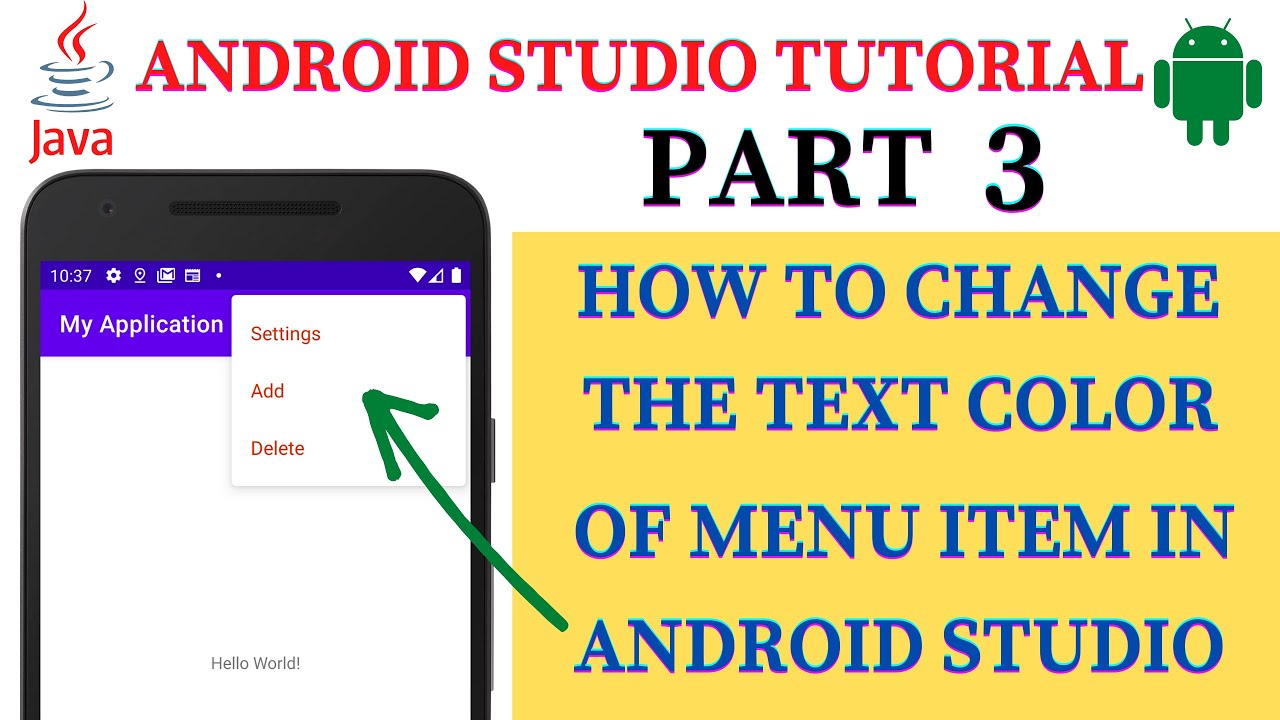 Change The Text Color Of Menu Item In Android Studio | Part 3 | (2021)