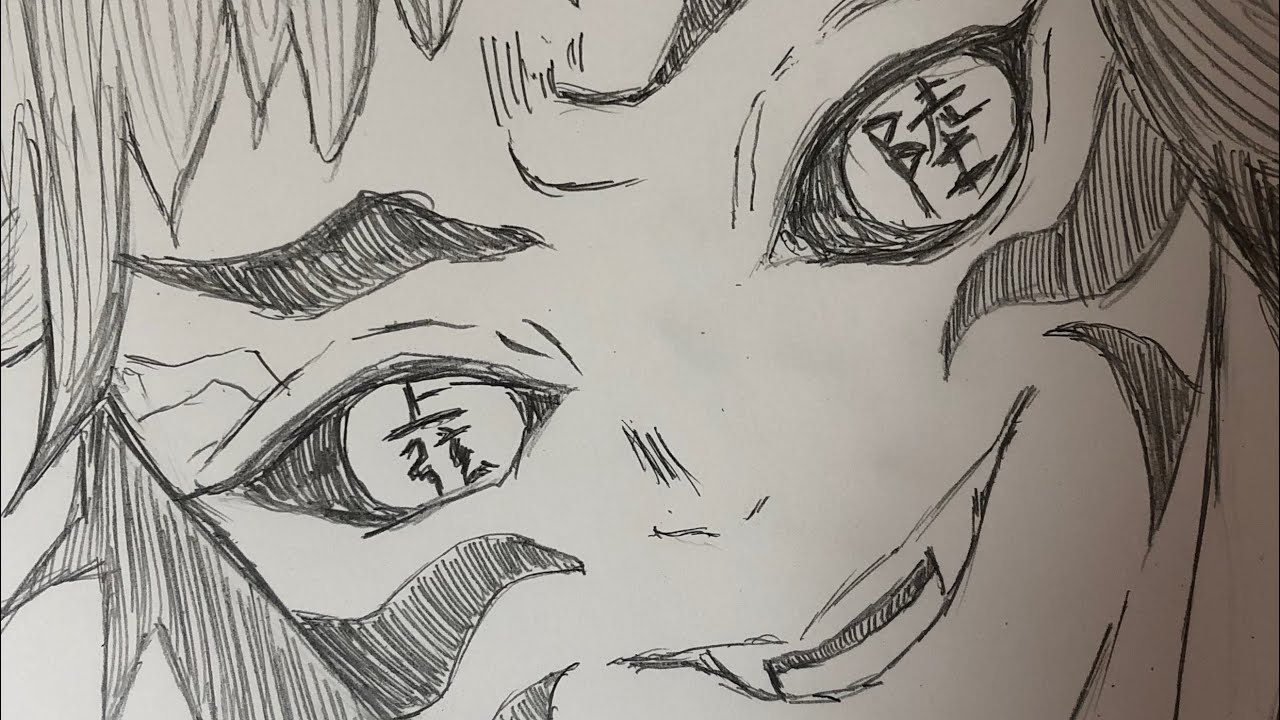 鬼滅の刃 新 上弦の陸 獪岳 かいがく の絵を描く 模写 シャープペン画 Demon Slayer Kaigaku Drawing Youtube
