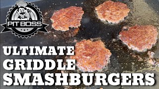 Smash burgers on the Pit Boss Ultimate Griddle  (First Cook & Massive Crust)