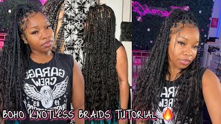 BOHO KNOTLESS BRAIDS TUTORIAL*CROCHET METHOD*| Water Wave BULK HUMAN HAIR Ft.Ywigs #protectivestyles