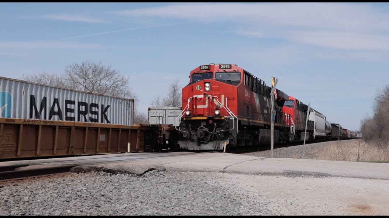 Two Trains Meet In Vernon WI with CN Safety Inspection Box Car!