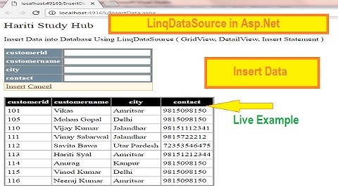 Insert Data Using LinqDataSource Control in Asp.Net | Hindi