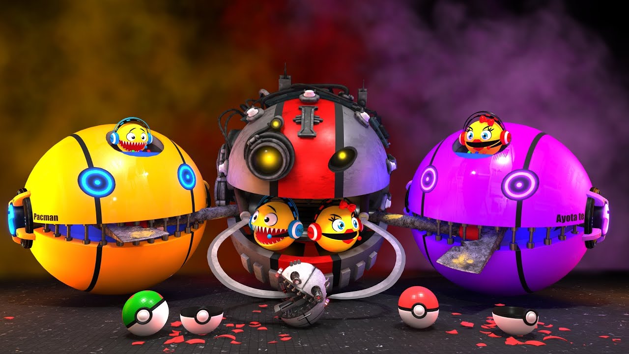 PACMAN VS MONSTER PACMAN VS CARTOON CAT VS ROBOT PAC