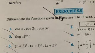 Ex 5.5 question no 1 to 16 CBSE CLASS 12th NCERT MATHS SOLUTION OF CONTINUITY AND DIFFERENTIABILITY