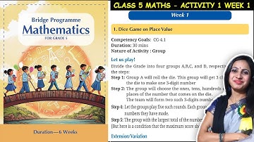 Class 5 Maths Bridge Program Course | Activity 1 for Week 1 | 5th Class NCERT New Maths Book