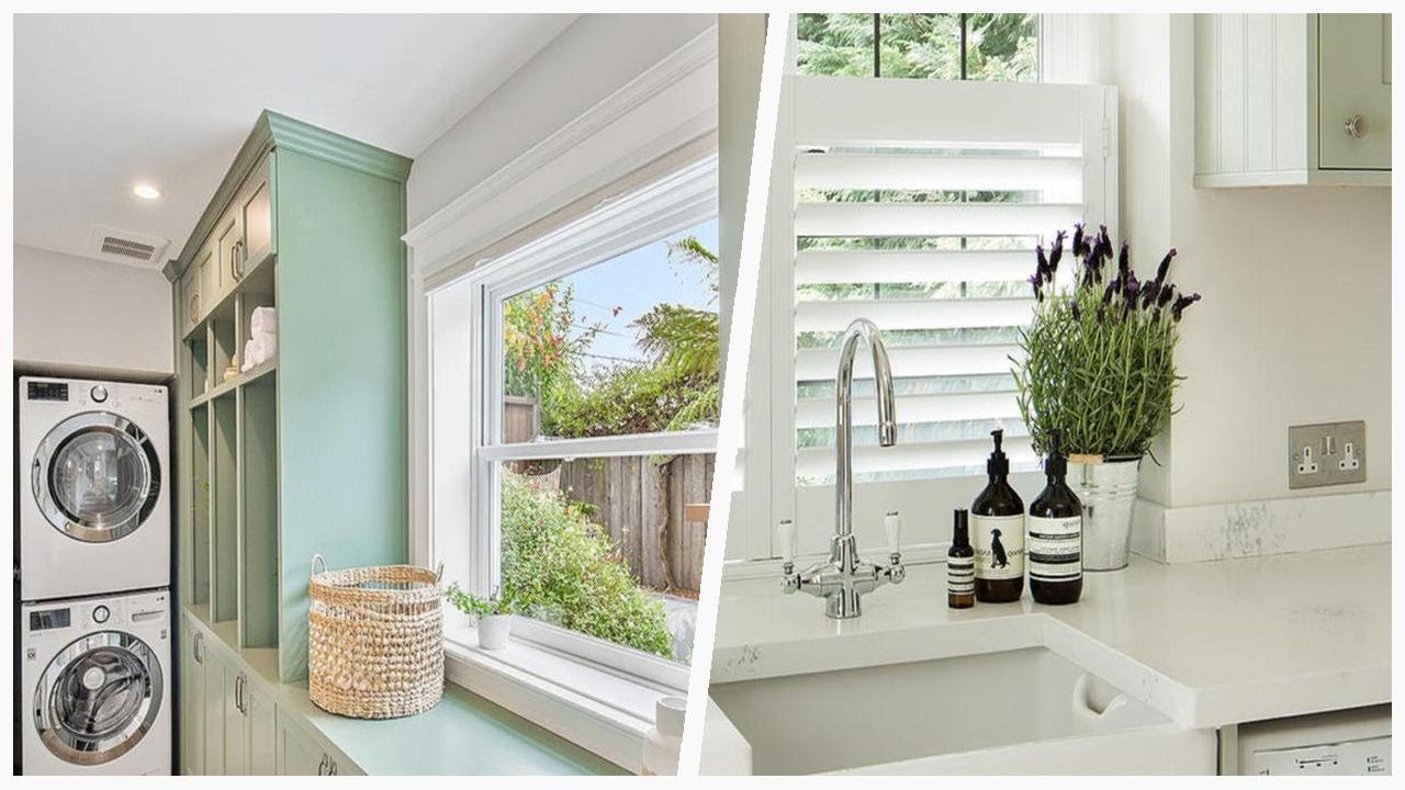 75 Green Laundry Room With Shaker Cabinets Design ⭐️ ...