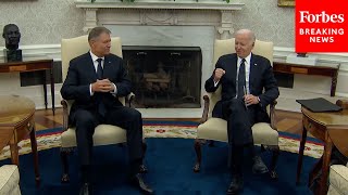 JUST IN: President Biden Holds A Meeting With President Klaus Iohannis Of Romania In The Oval Office