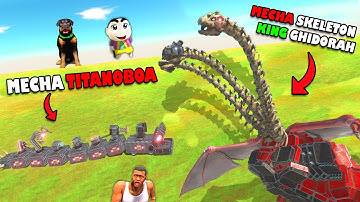 CHOP MECHA TITANOBOA vs MECHA SKELETON KING GHIDORAH in Animal Revolt Battle Simulator SHINCHAN TEAM