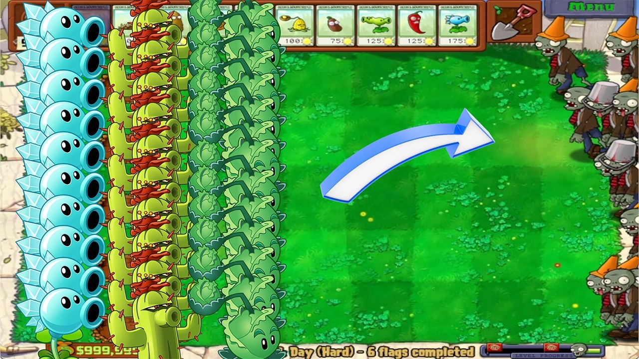 SUPER HACK SNOW PEA CABBAGE PULT AND CACTUS 100% POPCAP PLANTS VS ZOMBIES