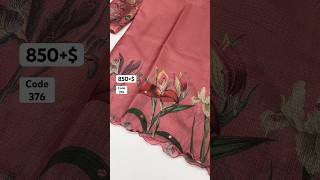 Kota chex print saree with embroidery foil mirror with scalloped cutwork border & Printed blouse