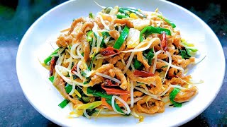 豆芽炒肉丝怎么做好吃不出汤教你技巧清脆爽口肉丝滑嫩真香