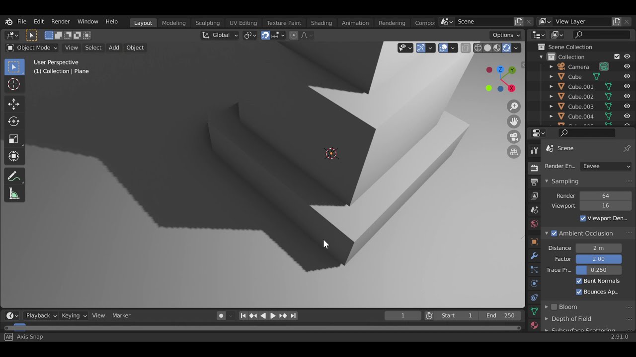 Ep 12 Realistic Contact Shadows in Rendered Mode using Ambient Occlusion in Blender 2 91