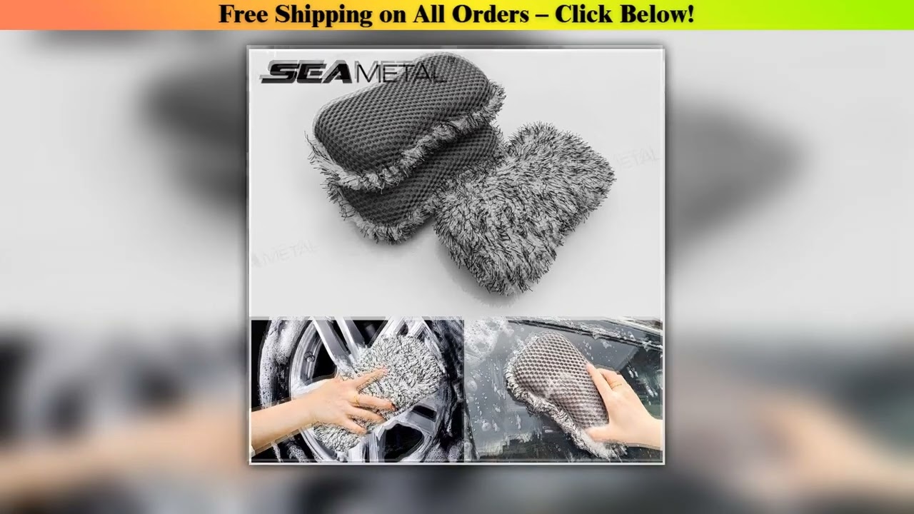 SEAMETAL Microfiber Car Wash Sponge Two Sided Plush Massage Net Wheel Cleaning Brush Dust Remover