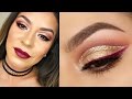 Floating Gold Glitter Cut Crease New Years Eve/Holiday Makeup Tutorial | Hooded Eyes