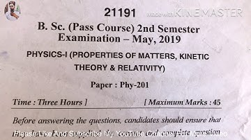 IGU University Meerpur B.Sc 2nd Sem Physics-| Question Paper May 2019