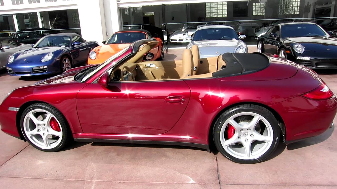 2009 Carrera 4S Cabriolet Ruby Red Metallic Sand Beige full leather 15,000 miles - YouTube
