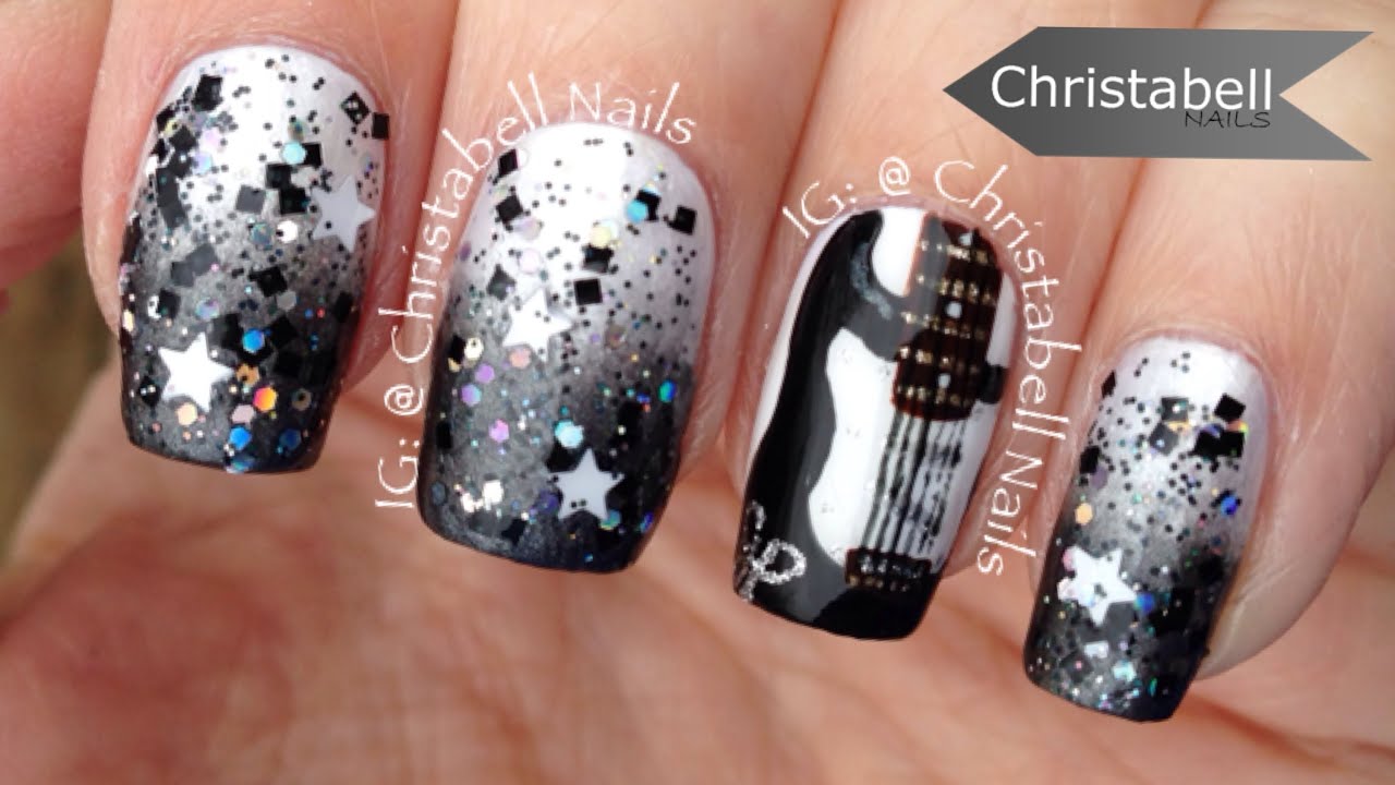 Guitar Design Stamping Nail Art | Music Theme | Gradient | Nail Craft by  Trusha - YouTube