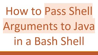 How to Pass Shell Arguments to Java in a Bash Shell Wealth